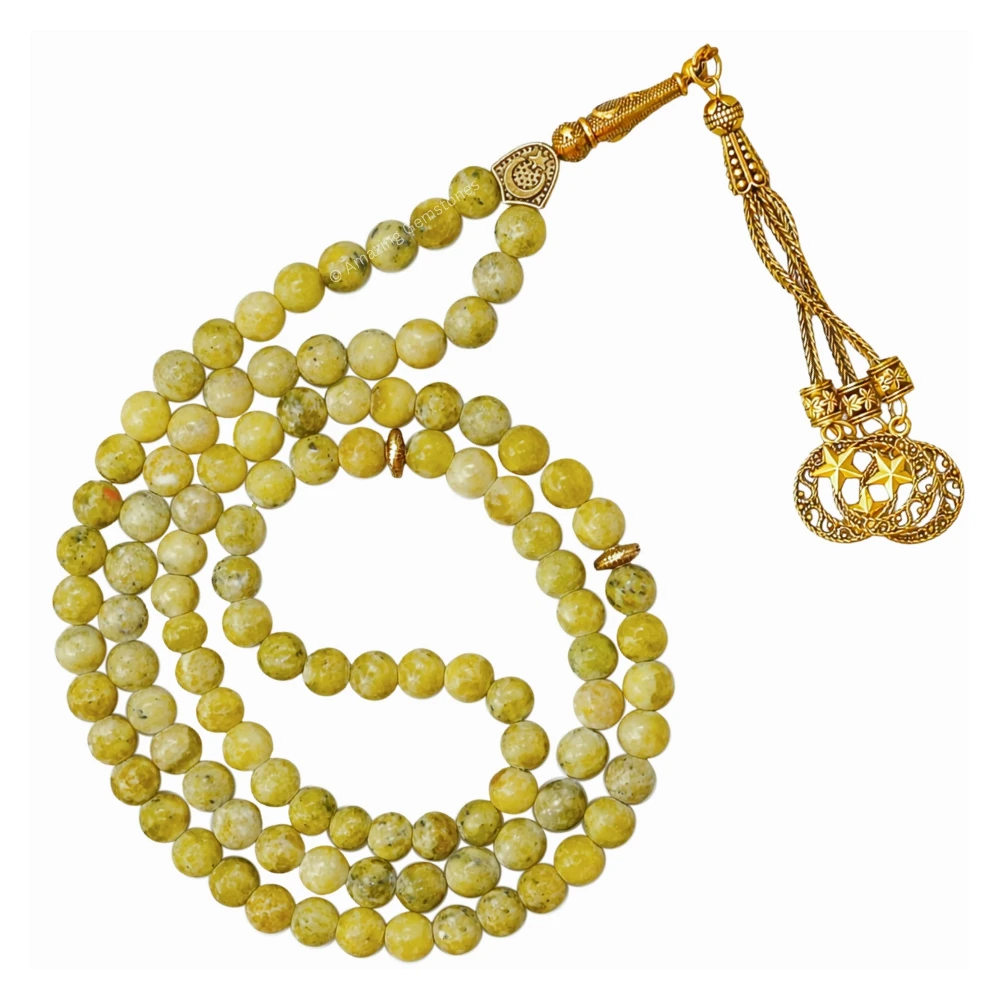 Serpentine Crystal Tasbeeh Sibha Prayer Beads (Silver)