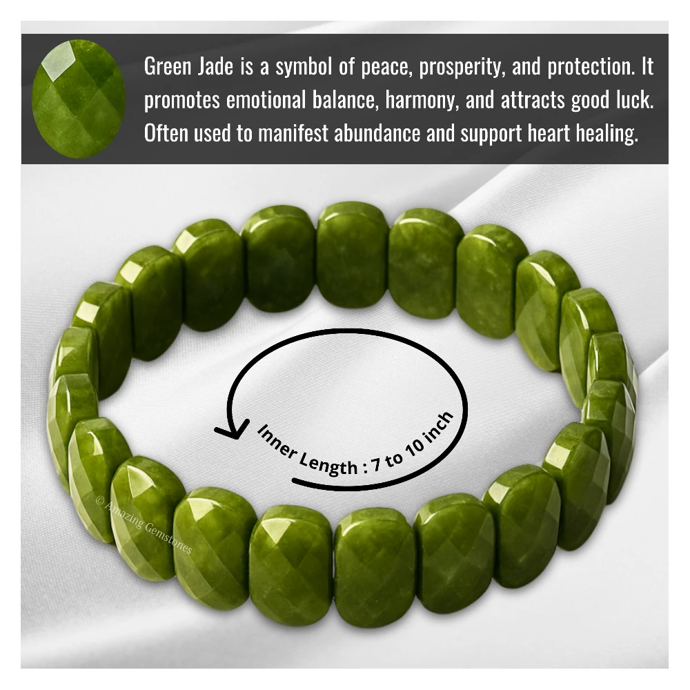 Green Jade Faceted Bracelet - Oval Stone