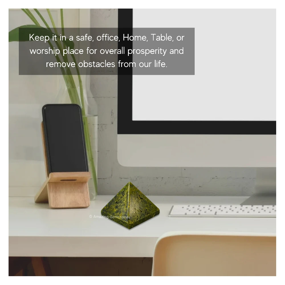 Green Tourmaline in Matrix Pyramid (1 Inch)