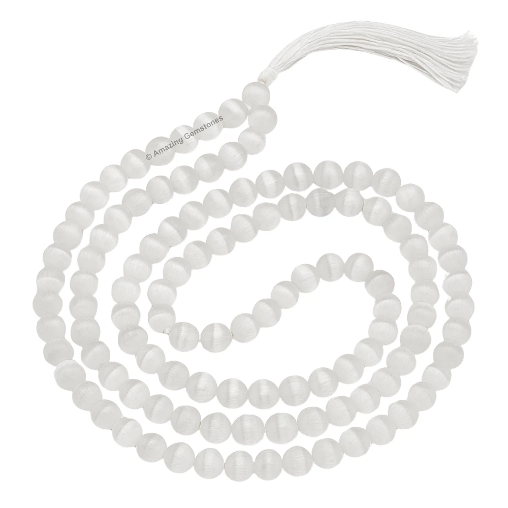 Selenite Japa Mala (Without Knot)