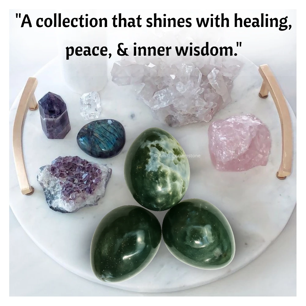 Moss Agate Crystal Egg Stone