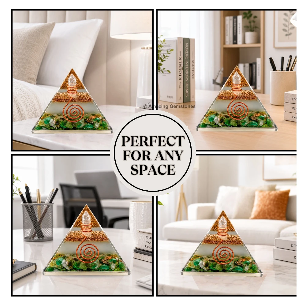 Green Aventurine Orgone Pyramid - Glow in Dark
