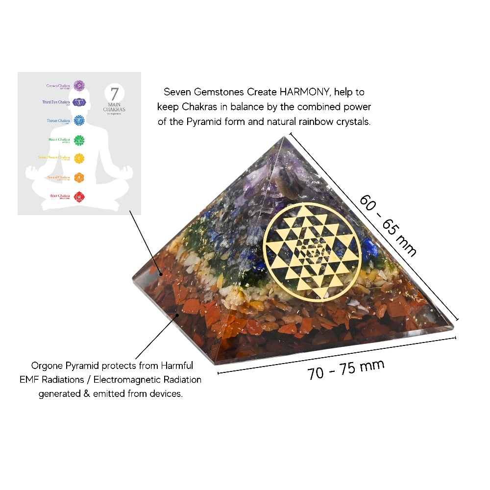 Natural Chakra Orgone Pyramid - Round Sri Yantra