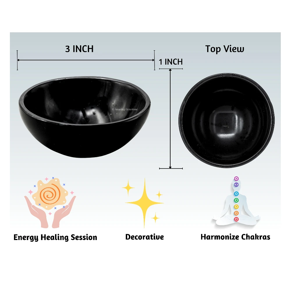 Black Tourmaline Crystal Bowl - 3. Inch