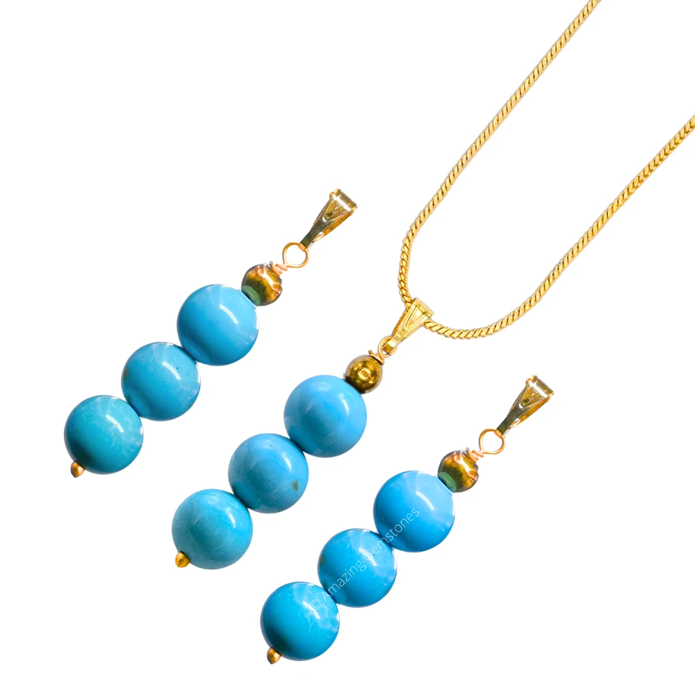 Magnesite Turquoise Bead Pendant (Gold)