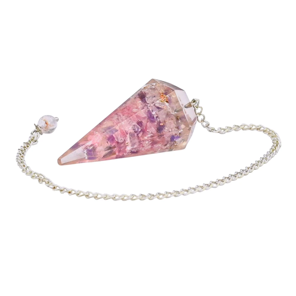 Rose Quartz Amethyst Clear Quartz Orgone Pendulum (Mix)