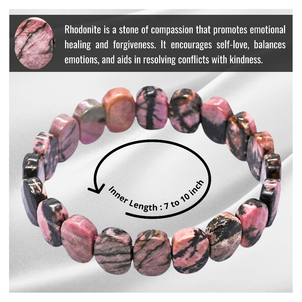 Rhodonite Faceted Bracelet - Oval Stone