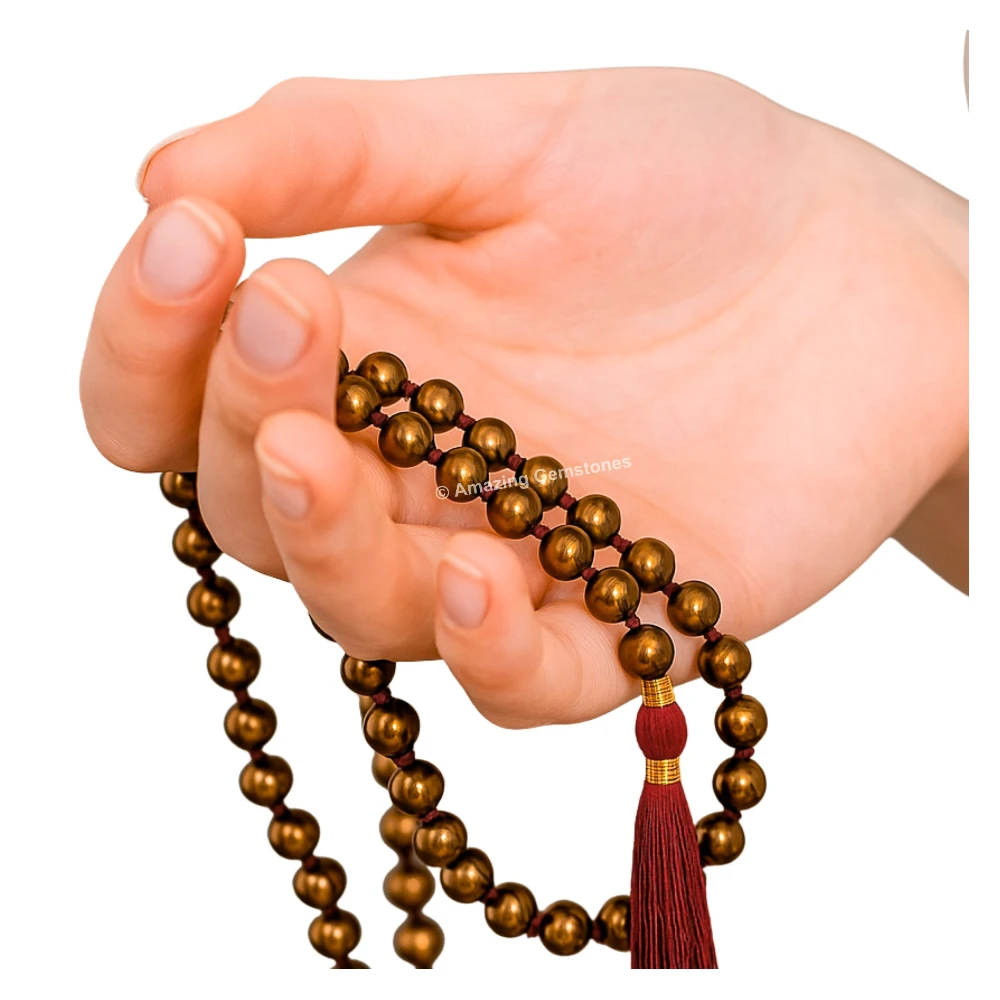 Copper Hematite Mala (Hand Knotted)