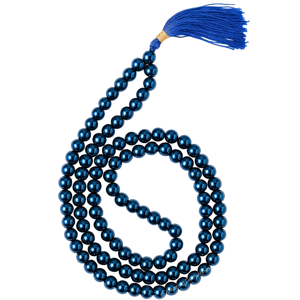 Blue Hematite Mala (Without Knot)