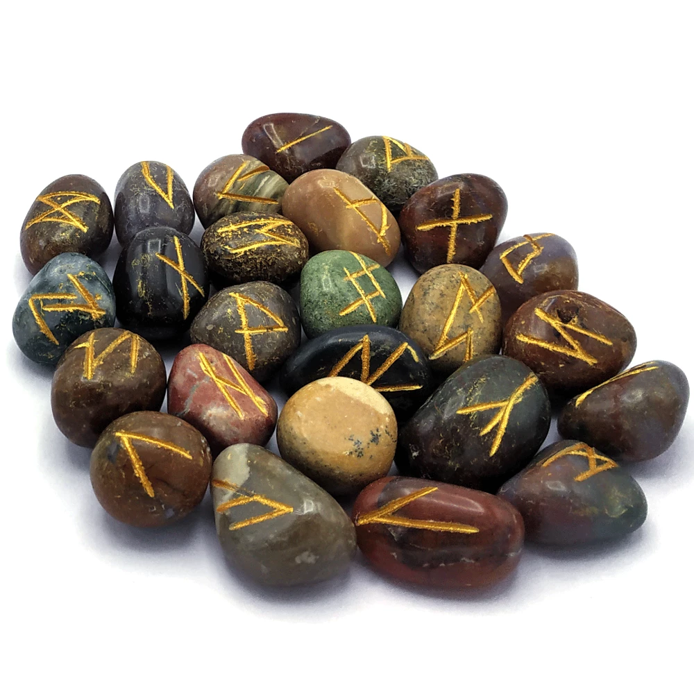 Fancy Jasper Rune Stones Set