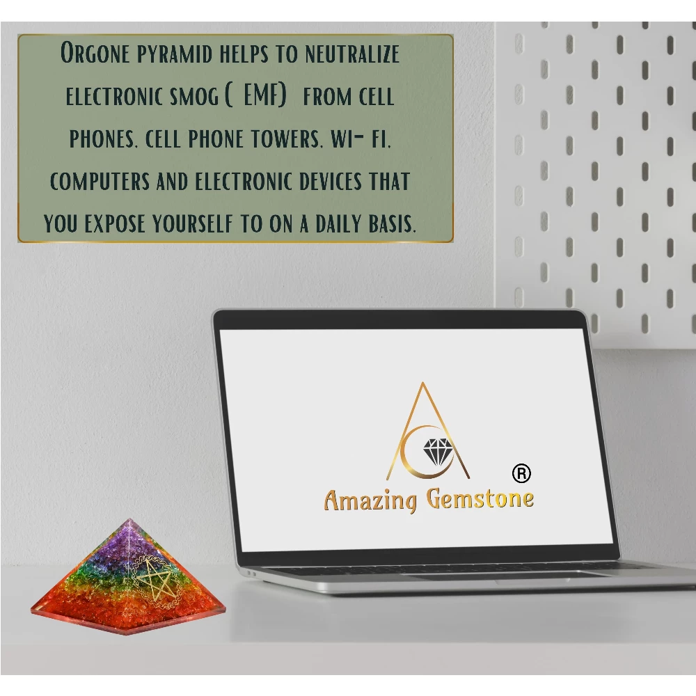 Chakra Onyx Orgone Pyramid - Pentacle