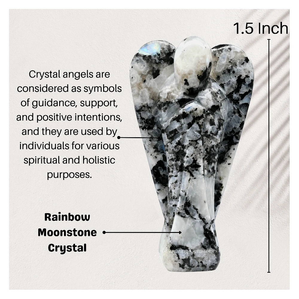 Rainbow Moonstone Angel Figurine (1.5 Inch)