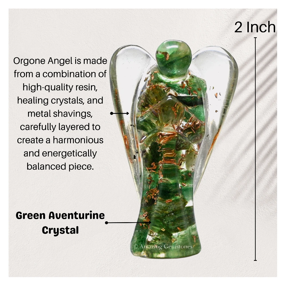 Green Aventurine Orgone Angel Figurine (2 Inch)