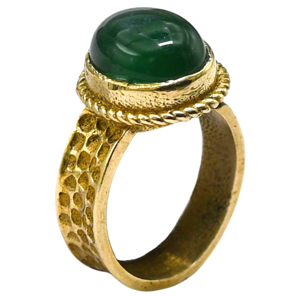 Green Onyx Crystal Ring (Gold)