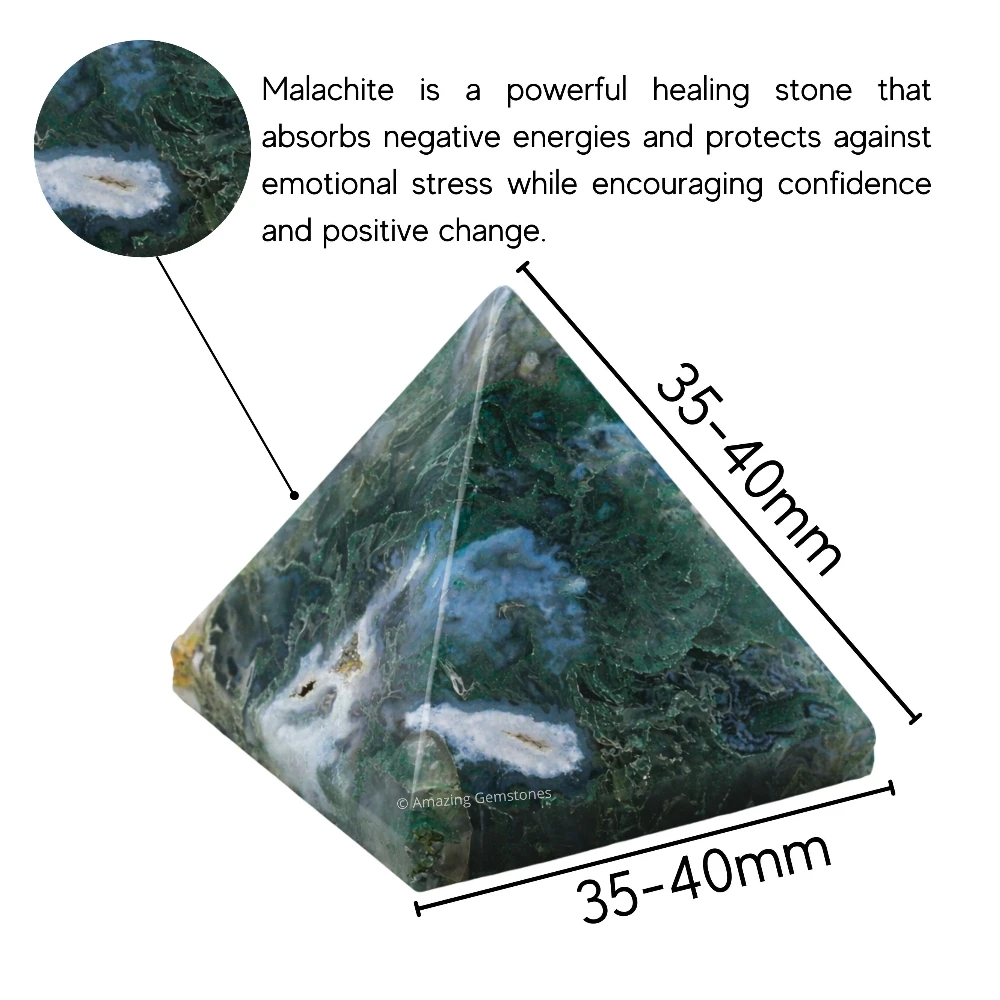 Moss Agate Pyramid (1.5 Inch)