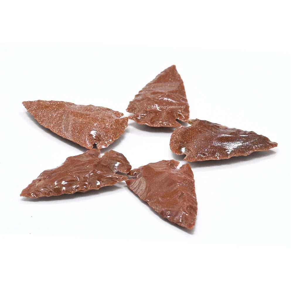 Red Goldstone Crystal Arrowhead - 1" to 1.5" (5 Pieces)