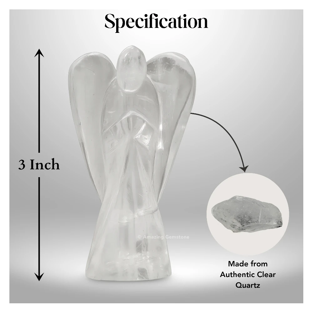 Clear Quartz Angel Figurine (3 Inch)
