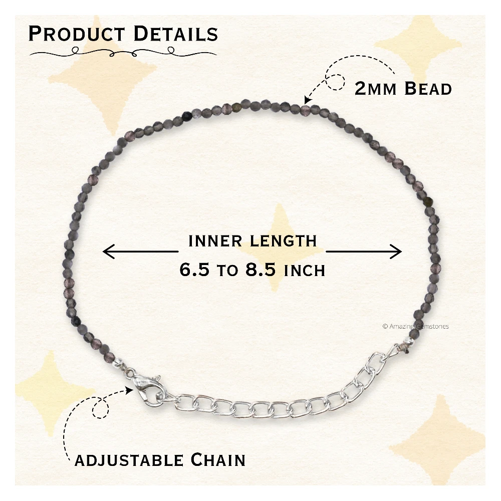 Grey Cats Eye Crystal Bracelet - 2mm Faceted Bead (Silver)