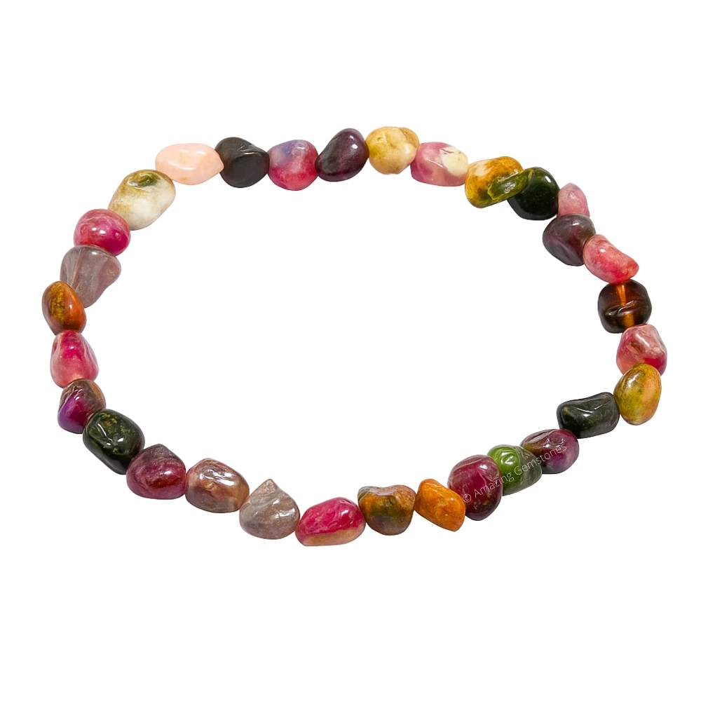 Multi Tourmaline Tumbled Stone Bracelet (Stretchable)