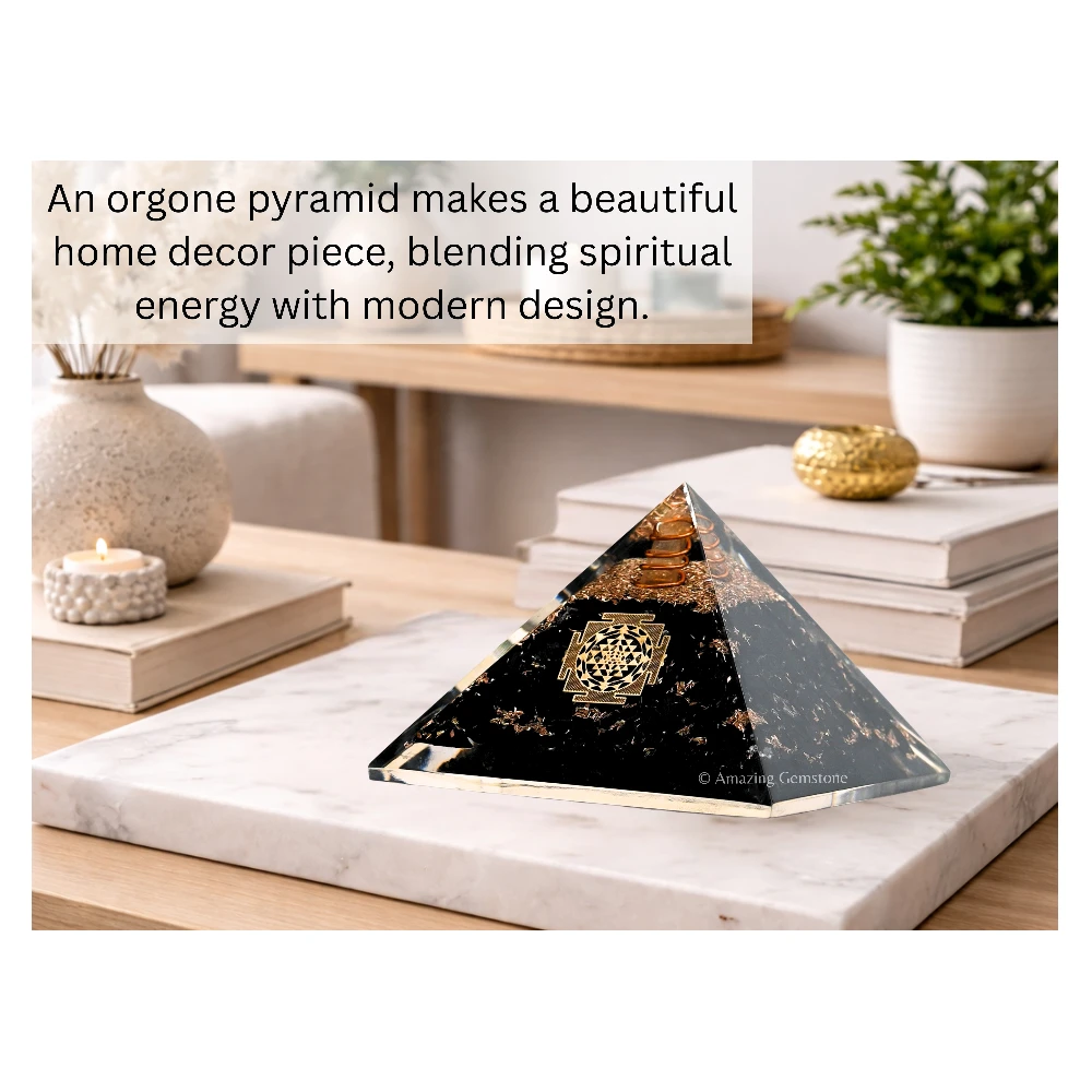 Shungite Orgone Pyramid - Small Sri Yantra