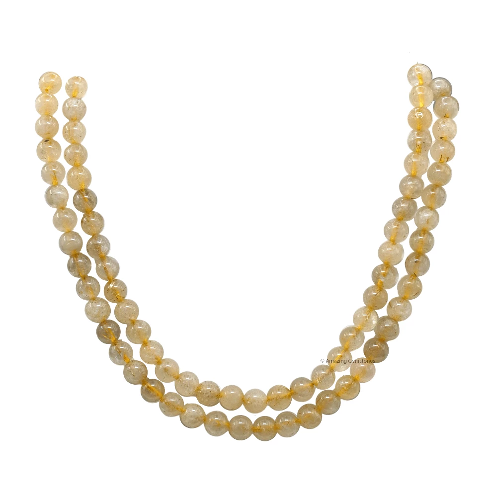 Golden Rutilated Quartz Mala (Without Knot)