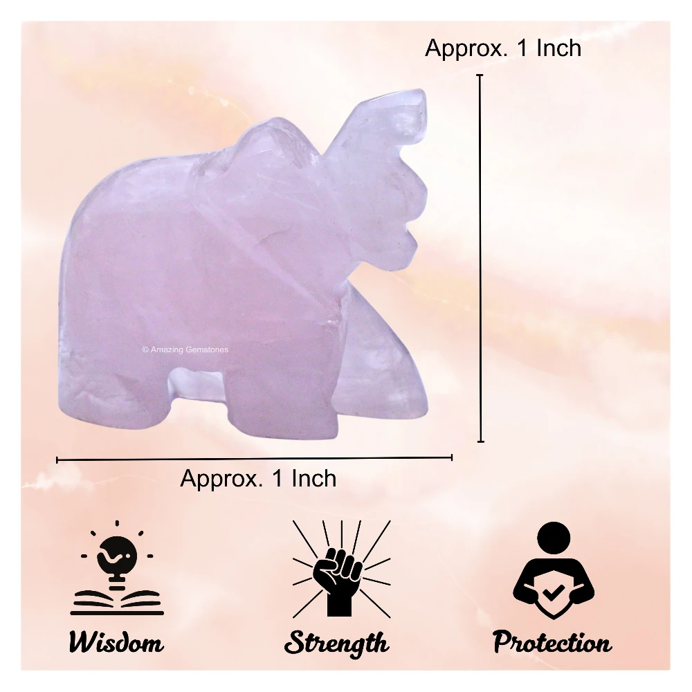 Rose Quartz Mini Elephant Crystal Figurine