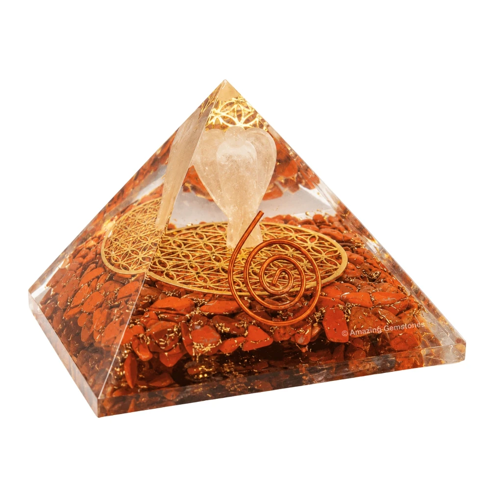 Red Jasper Orgone Pyramid - Angel Glow in Dark