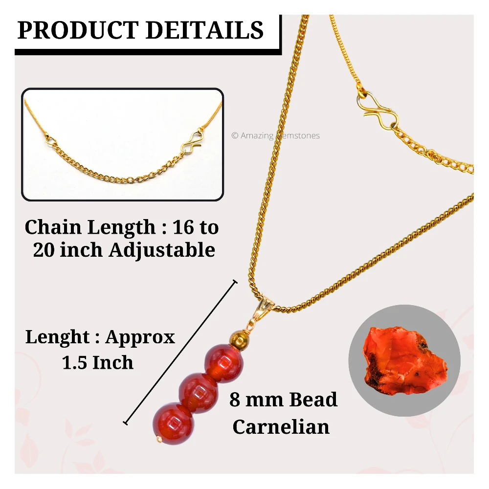 Carnelian Bead Pendant (Gold)