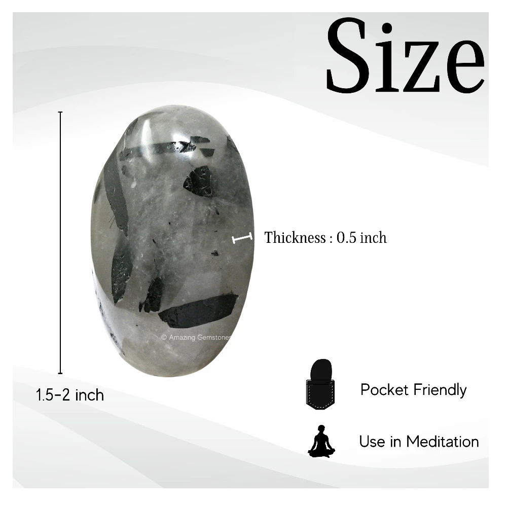 Black Rutilated Quartz Palm Stone