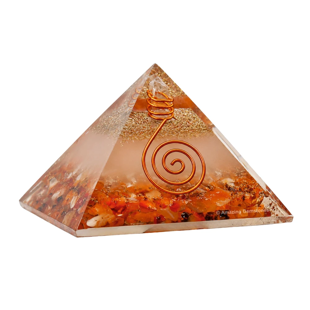 Carnelian Orgone Pyramid - Glow in Dark
