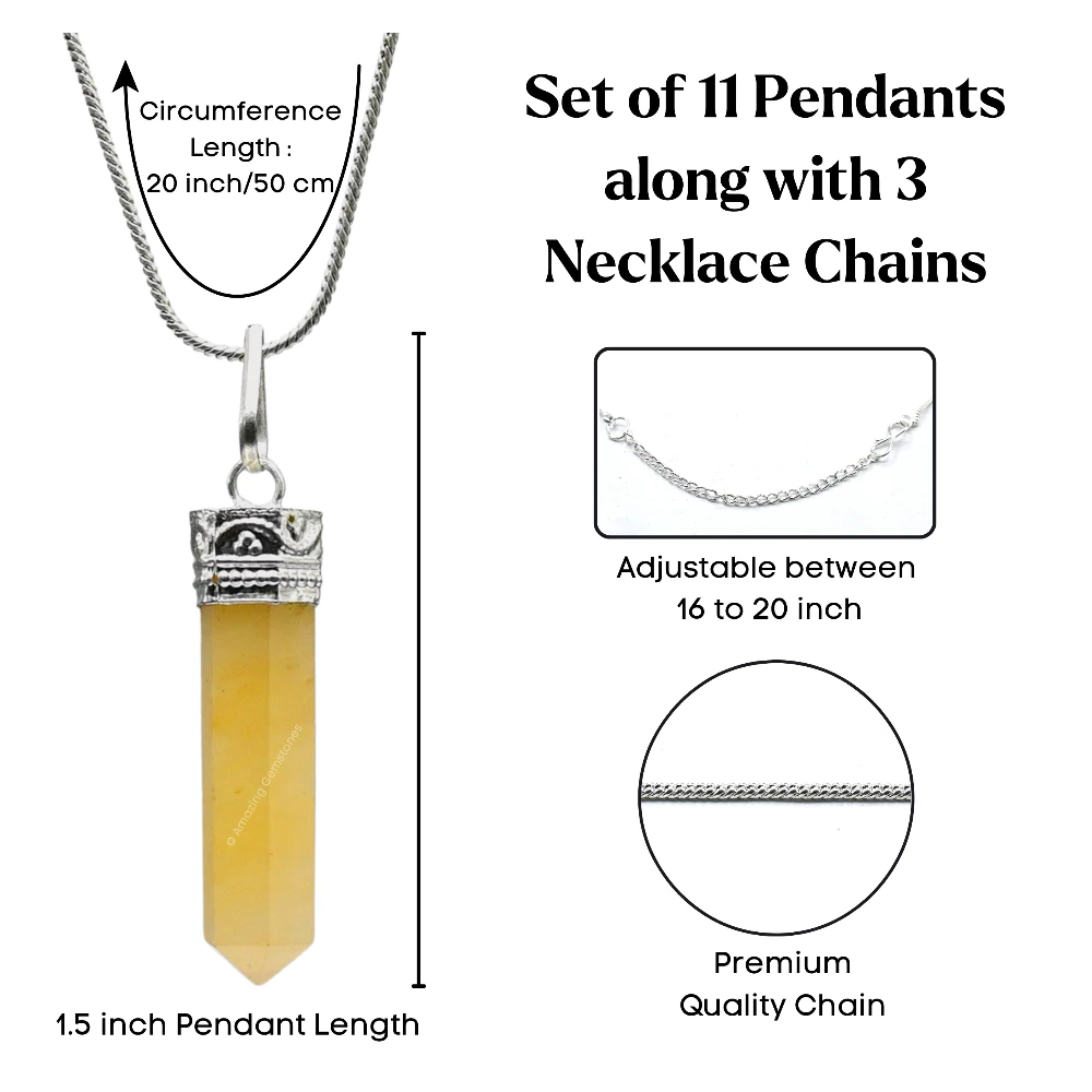 Set of 11 Crystal Pencil Point Pendant Necklace