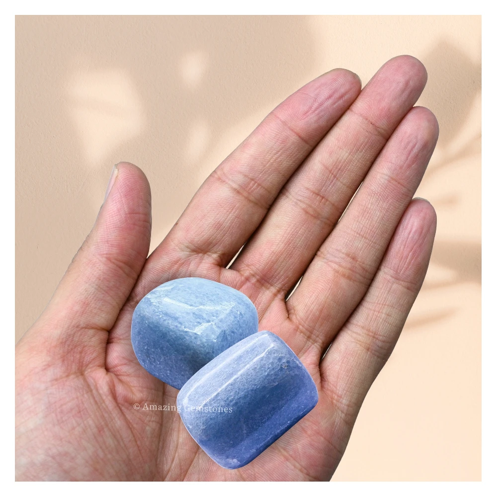 Tumbled Blue Calcite Stone Crystals (1000+ Carats)
