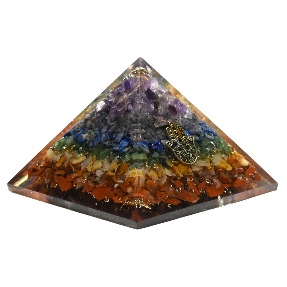 Natural Chakra Orgone Pyramid - Hamsa