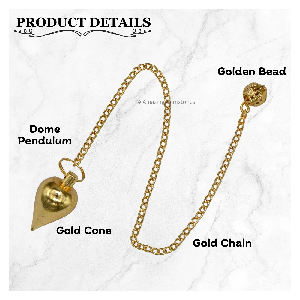 Copper Metal Pendulum - Gold Dome Cone (MP107)