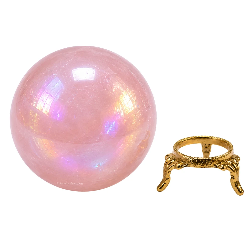 Large Angel Aura Rose Quartz Sphere (3 Inch)