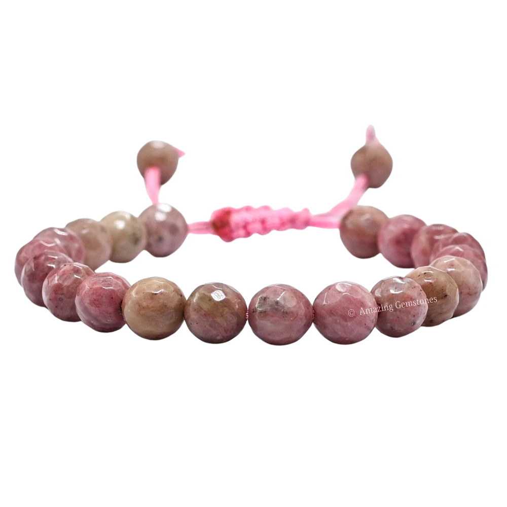 Pink Rhodonite Bracelet (Faceted-Adjustable)