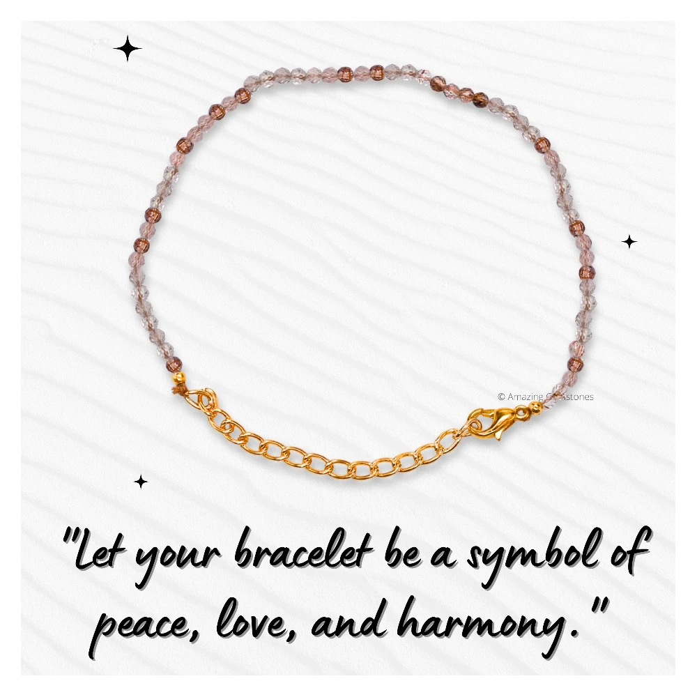 Copper Rutilated Quartz Crystal Bracelet - 2mm Faceted Bead (Gold)