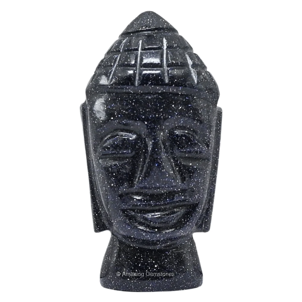 Blue Goldstone Buddha Head