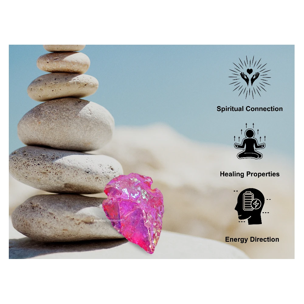 Pink Rose Aura quartz Crystal Arrowhead - 1" to 1.5" (3 Pieces)
