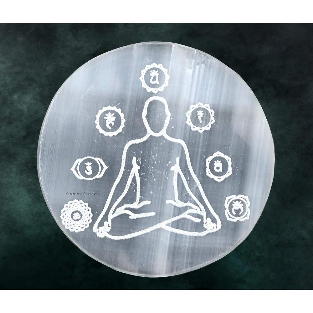 Selenite Charging Plate for Crystals - Buddha (4 Inch)