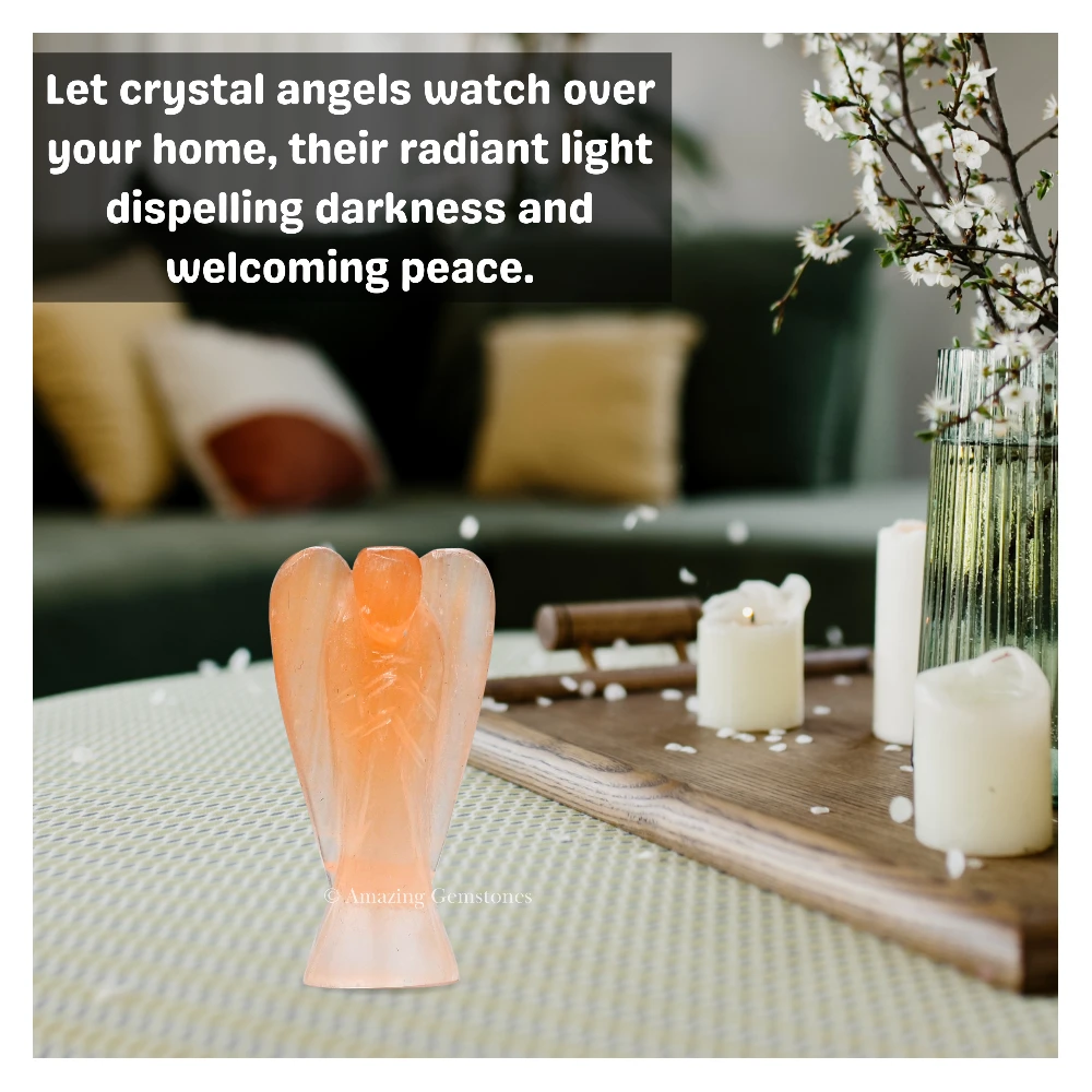Orange Selenite Angel Figurine (1.5 Inch)