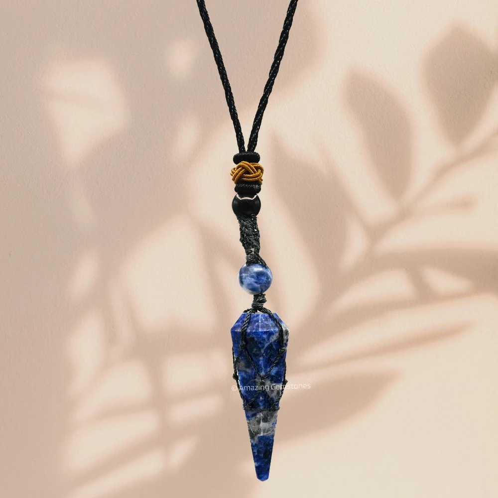 Sodalite Pendulum Pendant Necklace (Macrame)