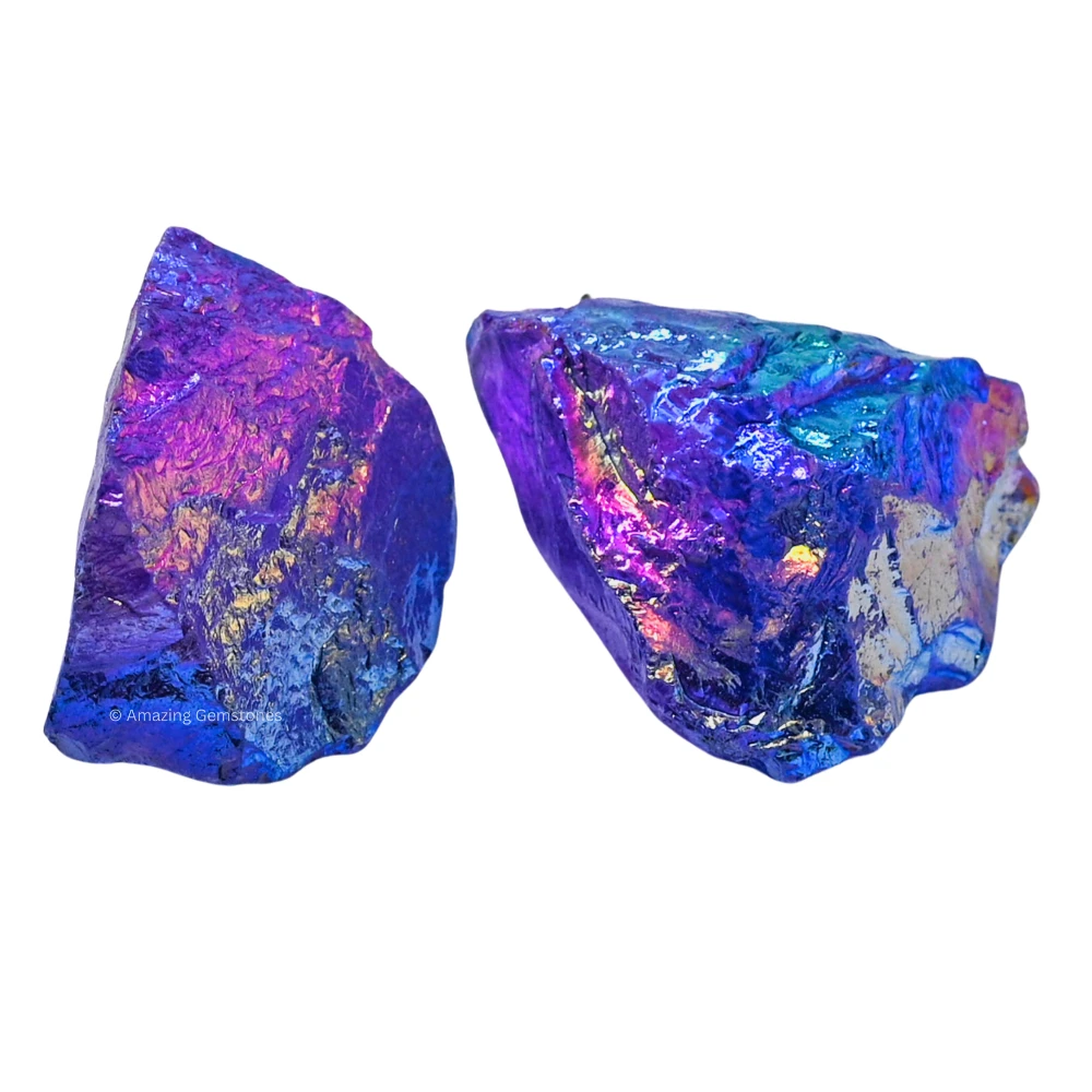Amethyst-Tanzine Aura Quartz Raw Crystals (2 Pieces)