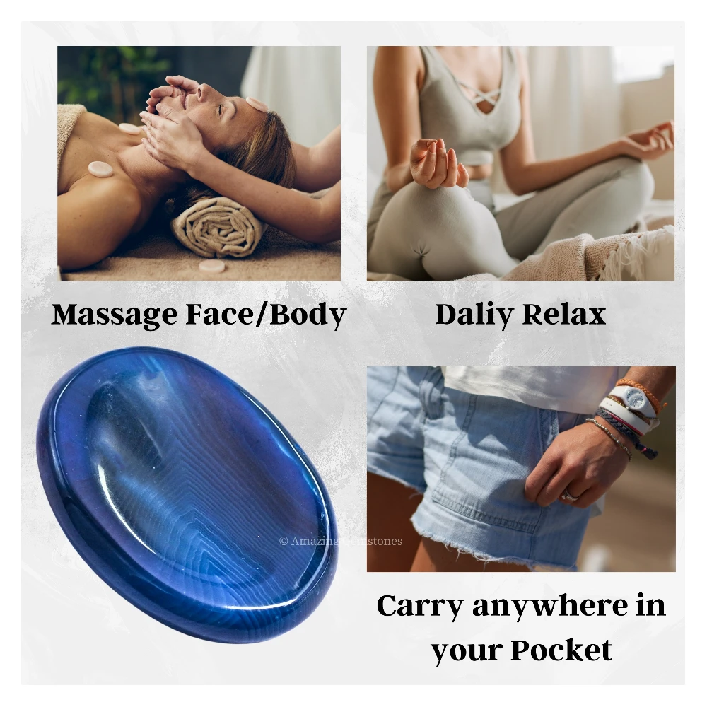 Blue Agate Worry Stone