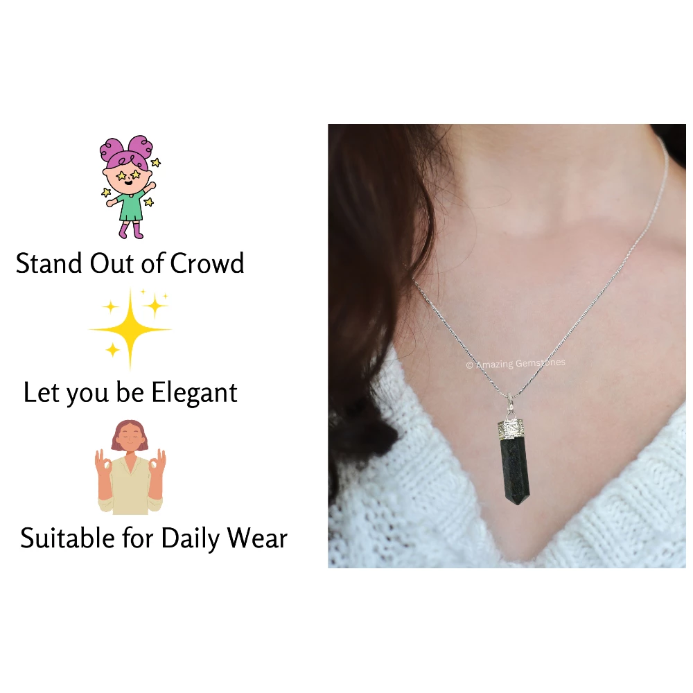 Blue Aventurine Necklace - Pencil Point (Silver)