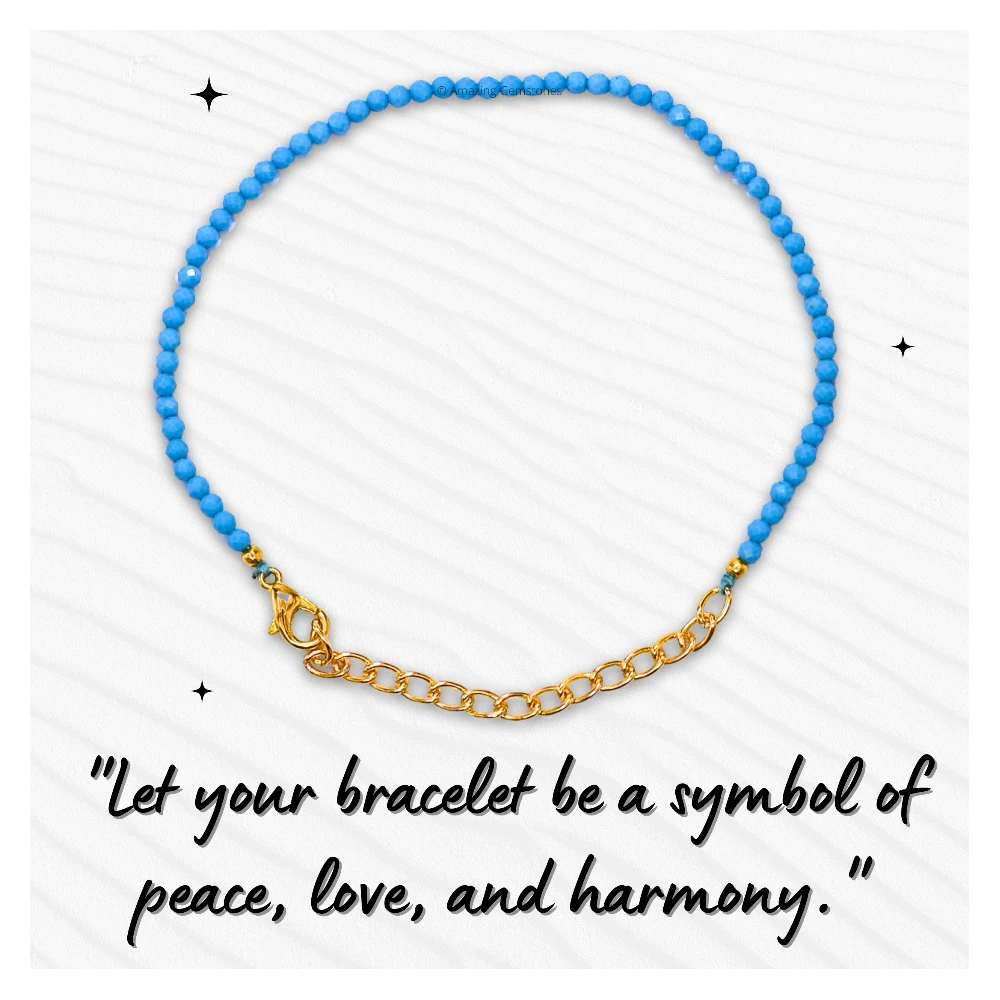 Turquoise (Howlite) Crystal Bracelet - 2mm Faceted Bead (Gold)