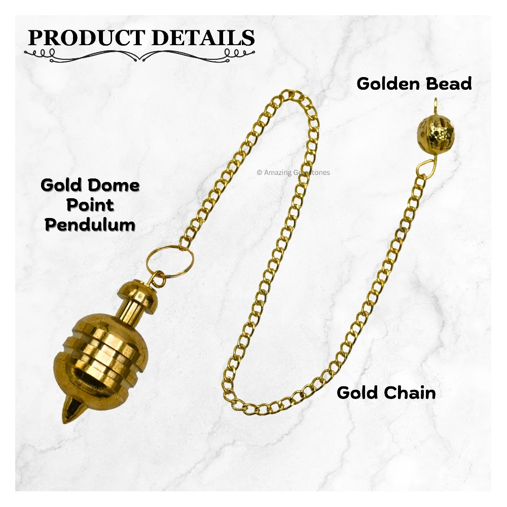 Copper Metal Pendulum - Gold Pointed Drum with 2 Rings (MP48)