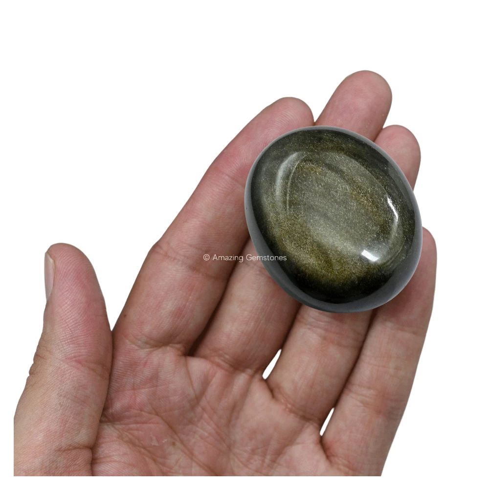 Golden Sheen Obsidian Palm Stone