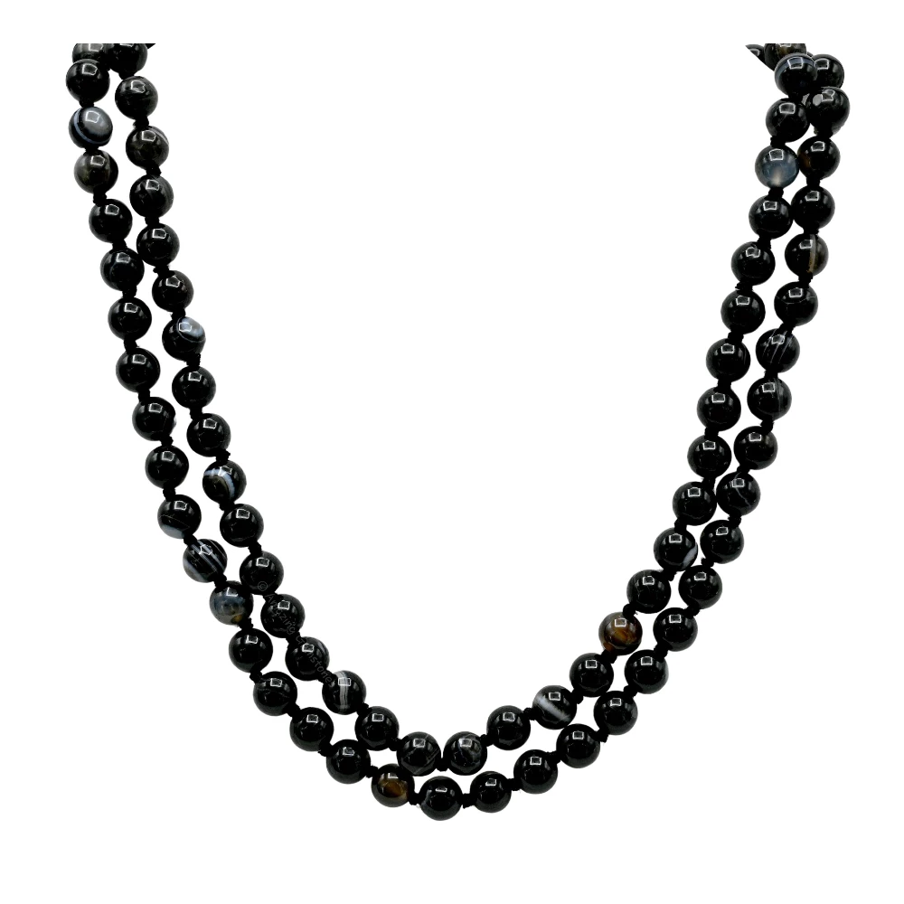 Black Hakik Mala (Hand Knotted)
