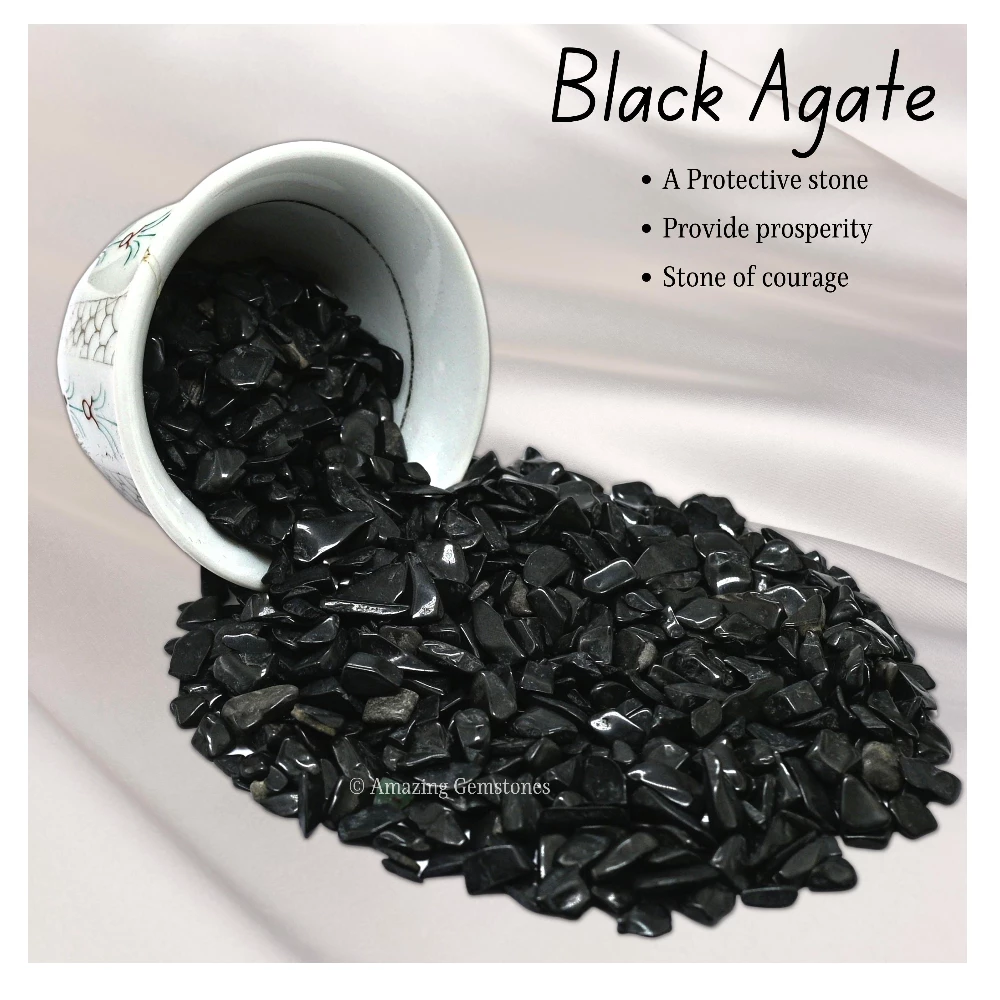 Black Agate Chips (1LB)